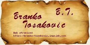 Branko Tošaković vizit kartica